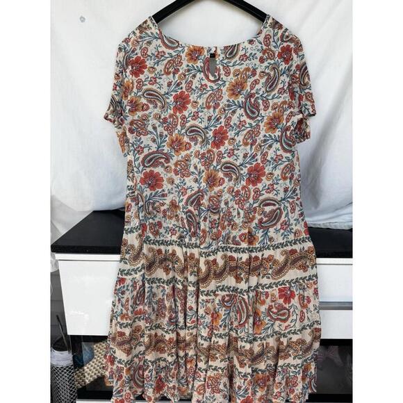 Bila NWT Midi Floral Crinkle Dress Lg Cottagecore Boho Festival Peasant Tiered - Picture 4 of 4